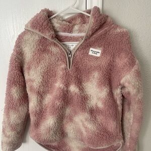 Abercrombie & Fitch Pink and Cream Sherpa Hoodie